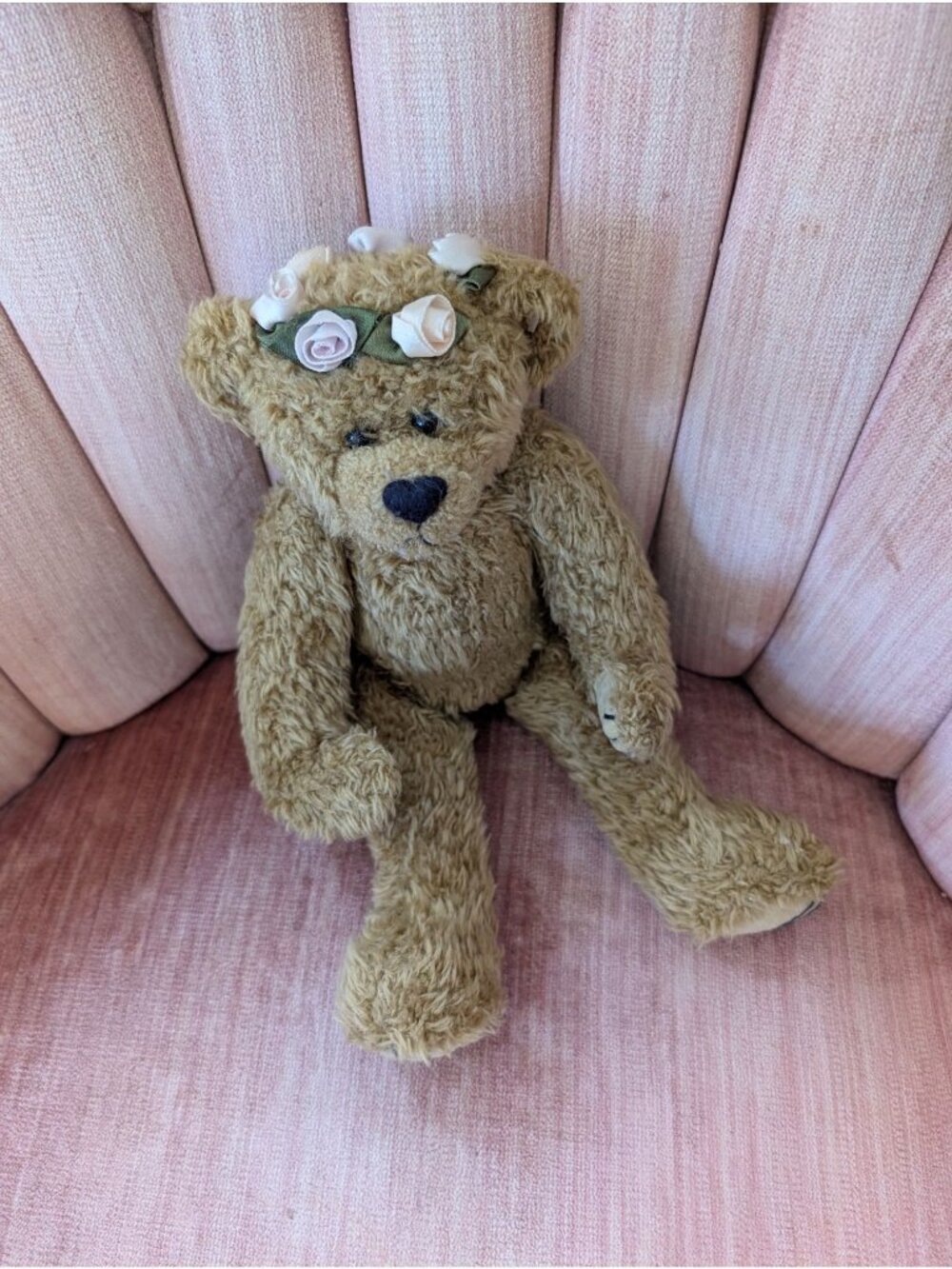 Ty Attic Treasures "Eve" Bear 1993 Posable Joints Flower Accent Collectible Toy